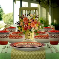 Elama Zen Red Mozaik 16-pc. Stoneware Dinnerware Set
