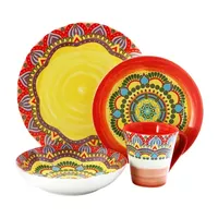 Elama Zen Red Mozaik 16-pc. Stoneware Dinnerware Set