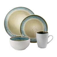 Elama Modern Dot 16-pc. Stoneware Dinnerware Set