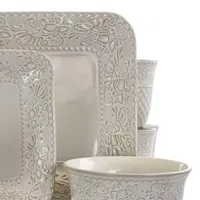 Elama Ivory Lotus 16-pc. Stoneware Dinnerware Set