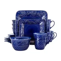 Elama Indigo Lotus 16-pc. Stoneware Dinnerware Set