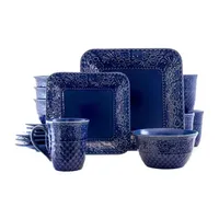 Elama Indigo Lotus 16-pc. Stoneware Dinnerware Set