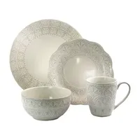 Elama White Lace 16-pc. Stoneware Dinnerware Set