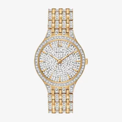 Bulova Phantom Crystal Womens Crystal Accent Gold Tone Stainless Steel Bracelet Watch 98l263