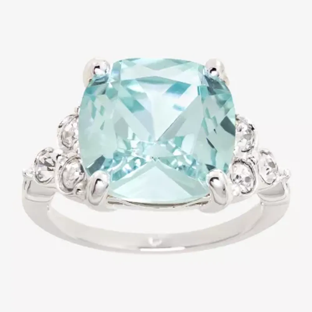 Sparkle Allure Crystal Pure Silver Over Brass Engagement Ring