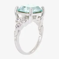 Sparkle Allure Crystal Pure Silver Over Brass Engagement Ring