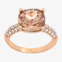 Sparkle Allure Crystal 18K Rose Gold Over Brass Round Engagement Ring