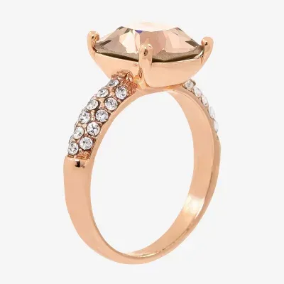 Sparkle Allure Crystal 18K Rose Gold Over Brass Round Engagement Ring