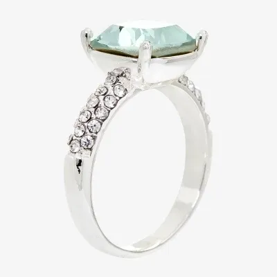 Sparkle Allure Crystal Pure Silver Over Brass Round Engagement Ring