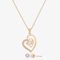 Sparkle Allure 2-pc. Cubic Zirconia 14K Gold Over Brass Heart Jewelry Set