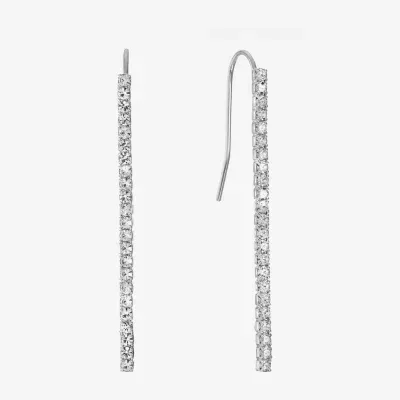Monet Jewelry Silver Tone Linear Crystal Drop Earrings
