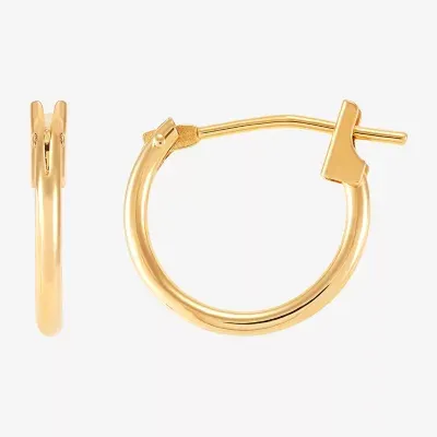 14K Gold 12mm Round Hoop Earrings