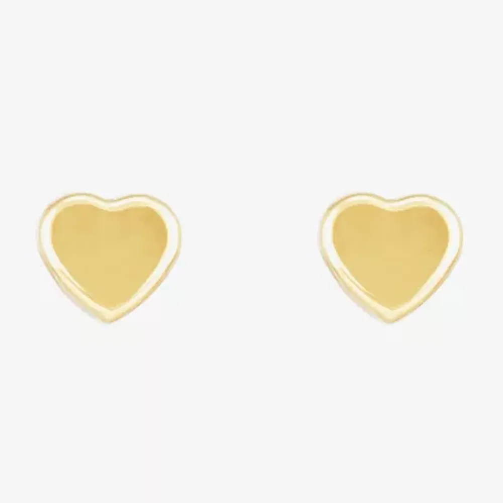 14K Gold 7mm Heart Stud Earrings
