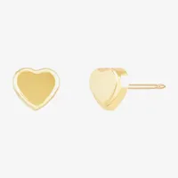 14K Gold 7mm Heart Stud Earrings