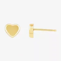 14K Gold 7mm Heart Stud Earrings