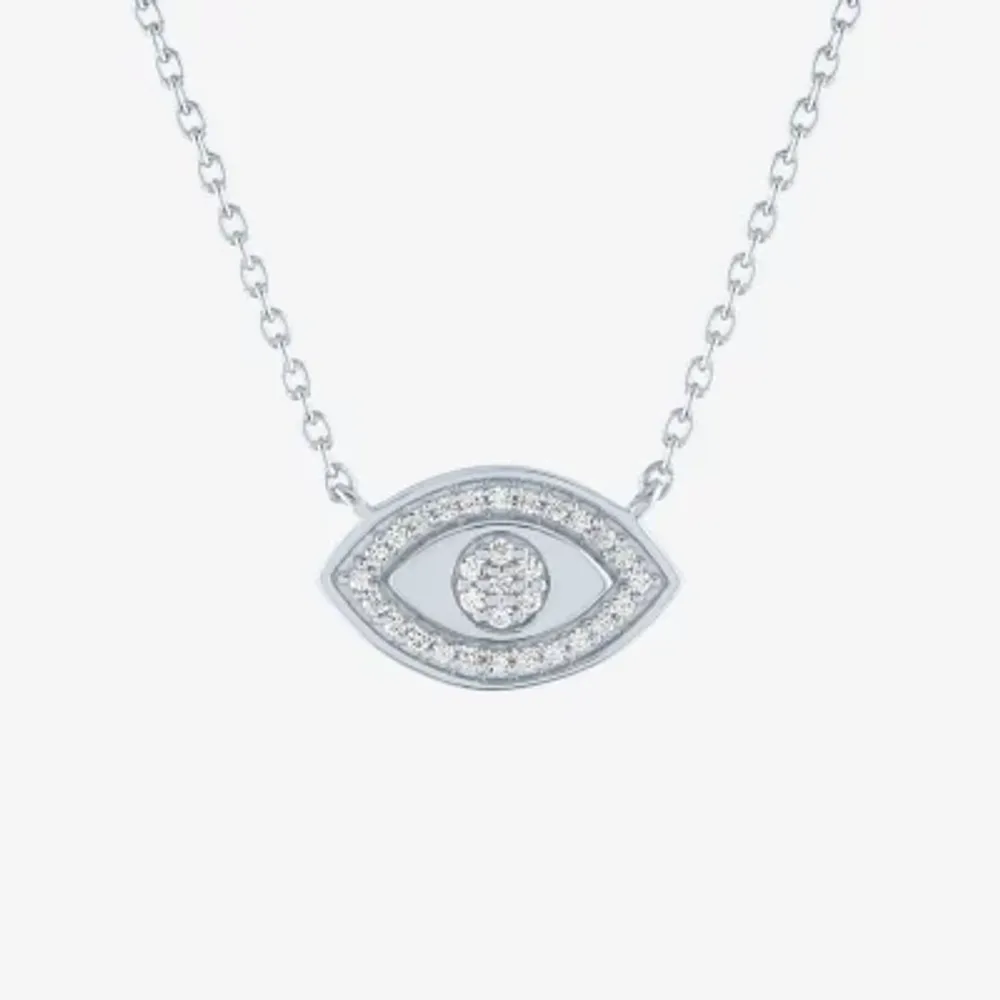 Diamond Addiction Womens 1/10 CT. T.W. Genuine White Diamond Sterling Silver Evil Eye Pendant Necklace