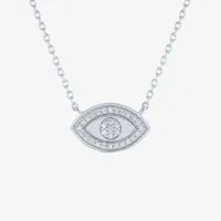 Diamond Addiction Womens 1/10 CT. T.W. Genuine White Diamond Sterling Silver Evil Eye Pendant Necklace