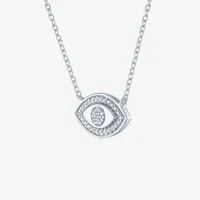 Diamond Addiction Womens 1/10 CT. T.W. Genuine White Diamond Sterling Silver Evil Eye Pendant Necklace