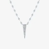 Diamond Addiction Womens 1/10 CT. T.W. Natural White Diamond Sterling Silver Pendant Necklace