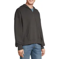 Arizona Mens Hooded Long Sleeve Quarter-Zip Pullover