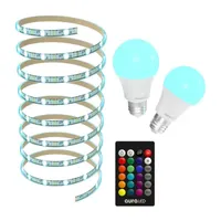 AuraLED ColorDuo Light Bulb & Light Strip Bundle – Two Color Customizable LED Light Bulbs and One USB Powered 6.5-foot LED Light Strip, Remote Controlled