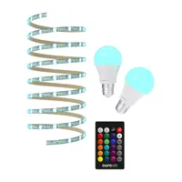 AuraLED ColorDuo Light Bulb & Light Strip Bundle – Two Color Customizable LED Light Bulbs and One USB Powered 6.5-foot LED Light Strip, Remote Controlled