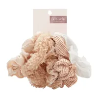 Kitsch Assorted Textured Scrunchies 5pc Sand