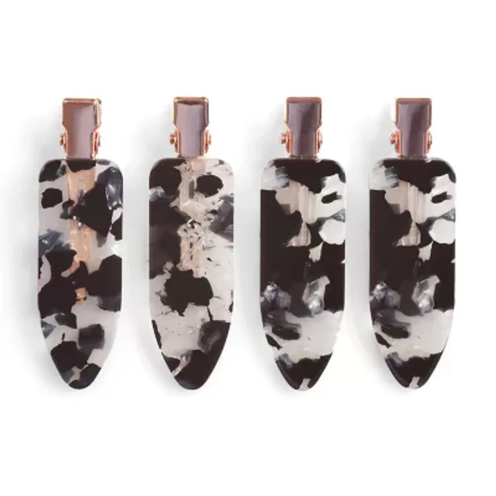 Kitsch Eco Friendly Creaseless Clip 4pc Set Black Terrazzo Hair Clip