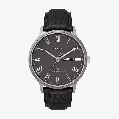 Timex Waterbury Classic Mens Black Leather Strap Watch Tw2u88600vq