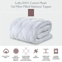 Ella Jayne Lofty 100% Cotton Plush Gel Fiber Filled Mattress Topper