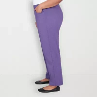 Alfred Dunner-Plus Short Charm School Womens Mid Rise Slim Pull-On Pants