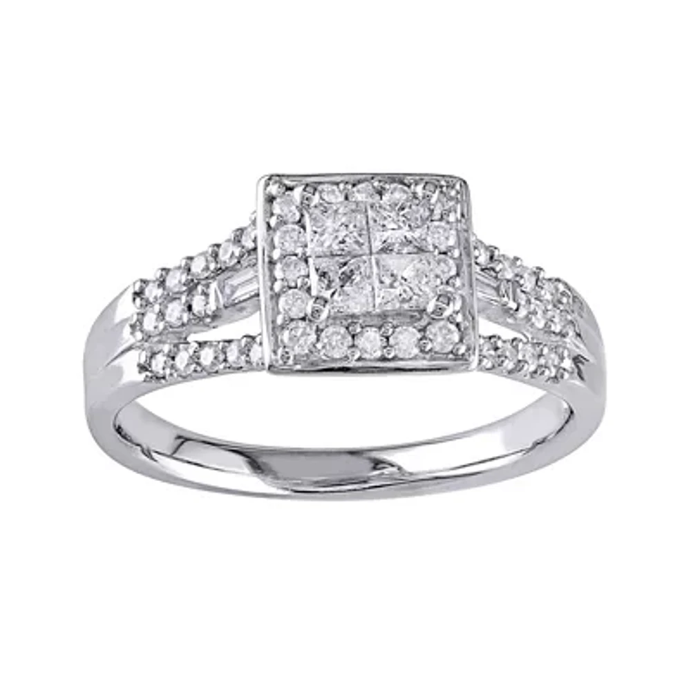 1/2 CT.T.W. Natural Diamond 10K White Gold Engagement Ring