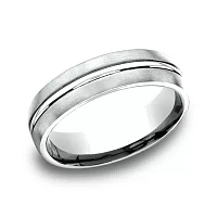 Mens 10K White Gold 6mm Band