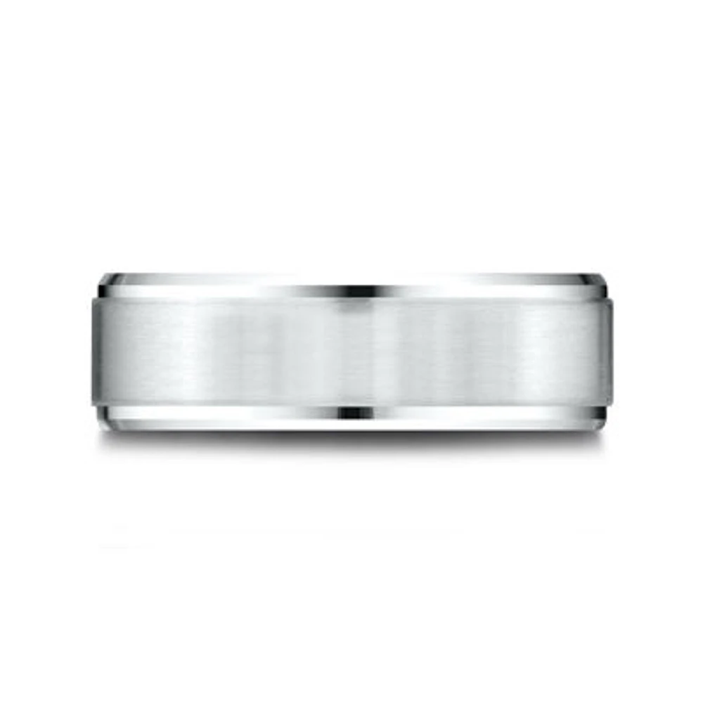 Mens 10K White Gold 8mm Band