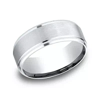 Mens 10K White Gold 8mm Band