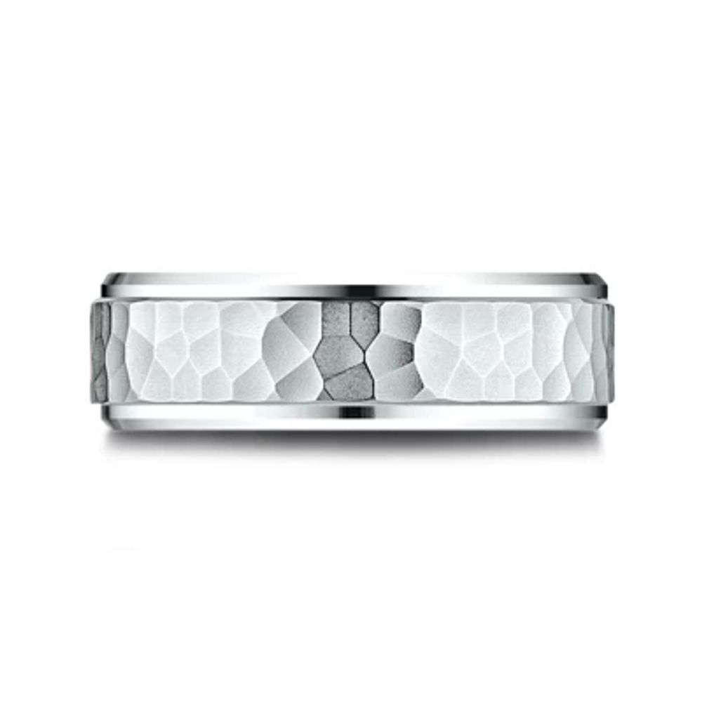 Mens 10K White Gold 8mm Band