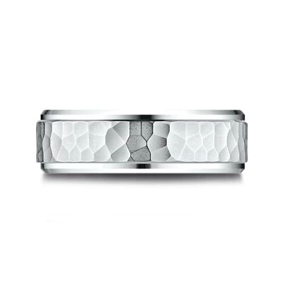 Mens 10K White Gold 8mm Band