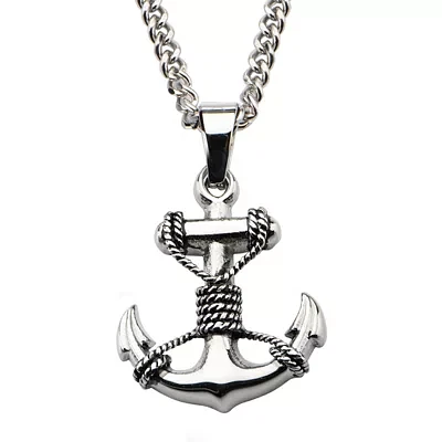 Inox® Mens Stainless Steel Anchor Pendant Necklace