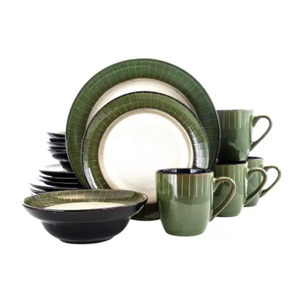 Elama Grand Jade 16-pc. Stoneware Dinnerware Set