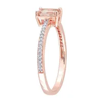 Womens Genuine Pink Morganite 10K Rose Gold Cocktail Ring