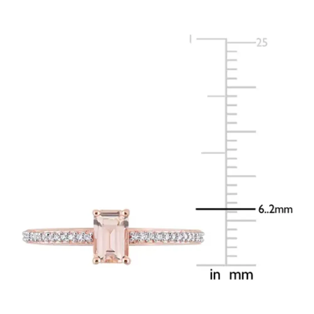 Womens Genuine Pink Morganite 10K Rose Gold Cocktail Ring