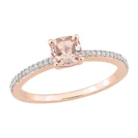 Womens Genuine Pink Morganite 10K Rose Gold Cocktail Ring