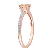 Womens Genuine Pink Morganite 10K Rose Gold Cocktail Ring