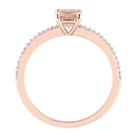 Womens Genuine Pink Morganite 10K Rose Gold Cocktail Ring