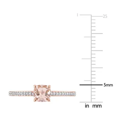 Womens Genuine Pink Morganite 10K Rose Gold Cocktail Ring