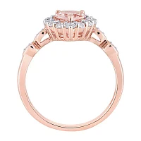 Womens Genuine Pink Morganite 10K Rose Gold Cocktail Ring