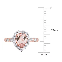 Womens Genuine Pink Morganite 10K Rose Gold Cocktail Ring