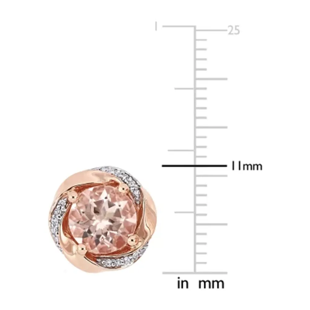 Genuine Pink Morganite 10K Rose Gold 11mm Stud Earrings