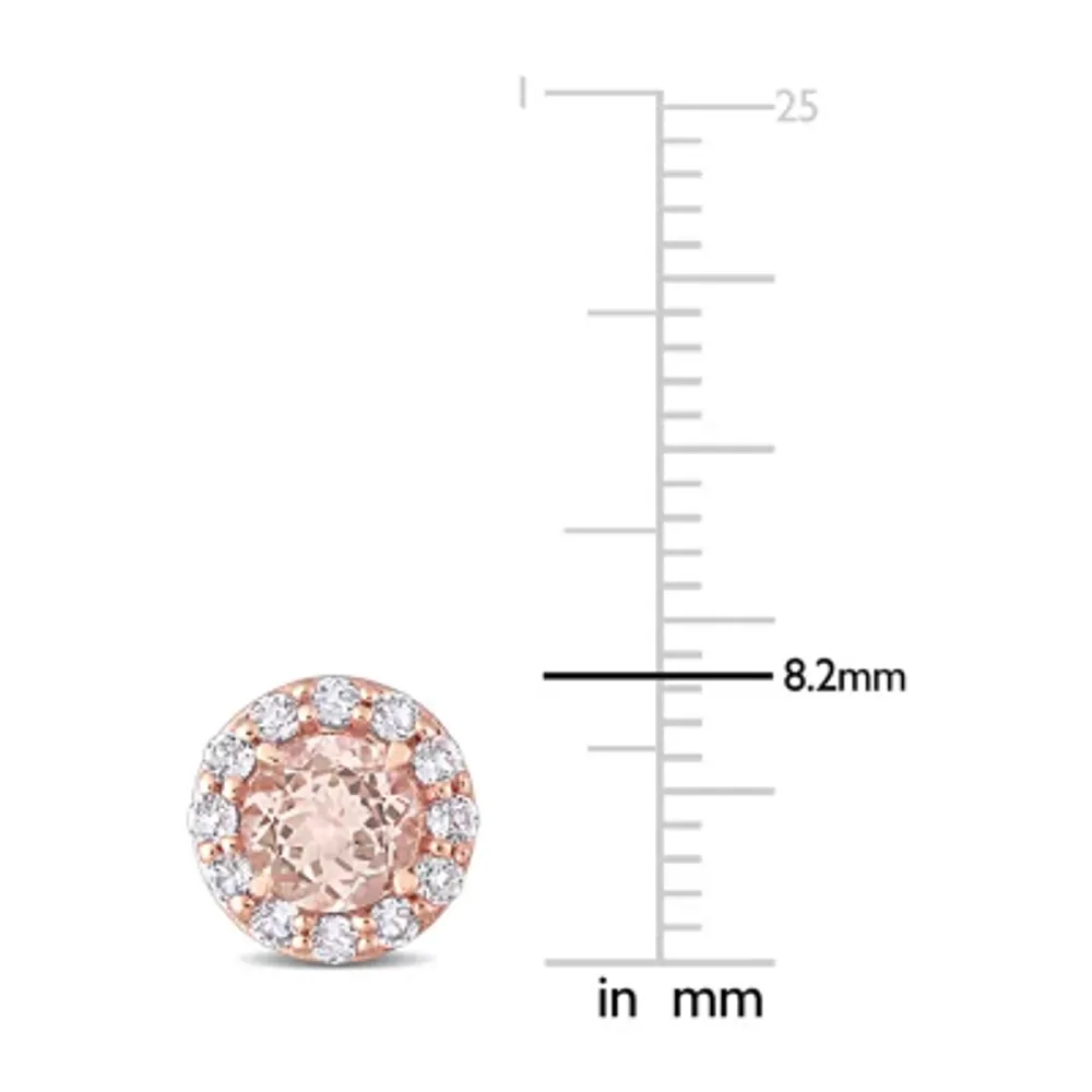 Genuine Pink Morganite 14K Rose Gold 8.2mm Stud Earrings