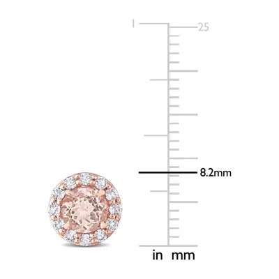 Genuine Pink Morganite 14K Rose Gold 8.2mm Stud Earrings